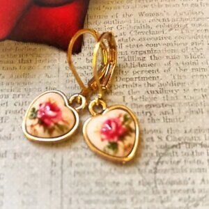 Rose Heart-Shaped Earrings
